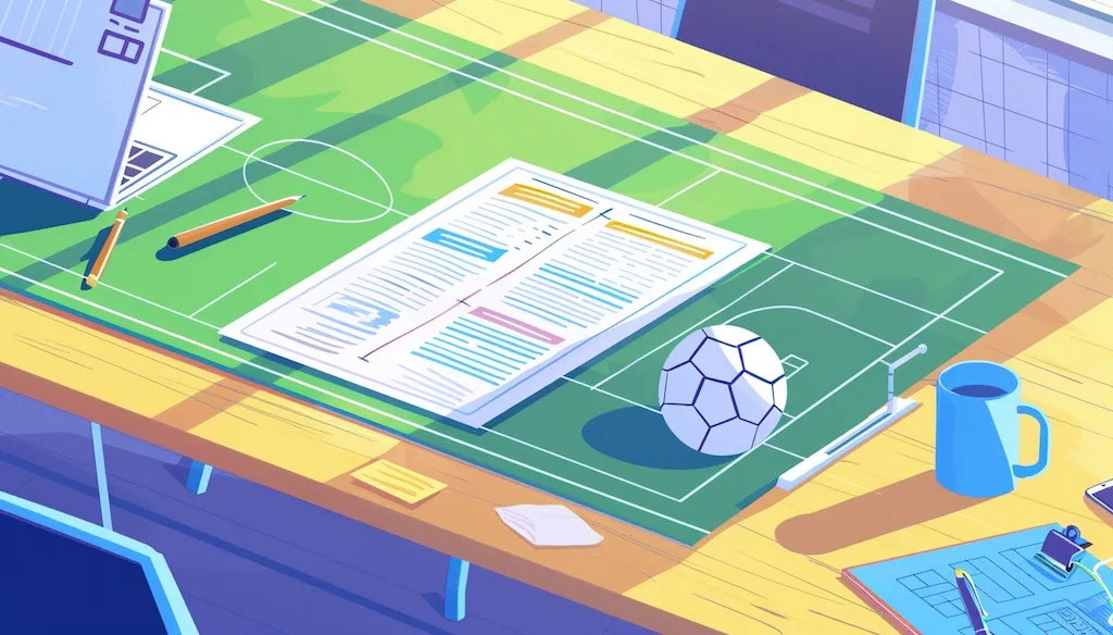 Fußballfeld auf Schreibtisch Symbolbild